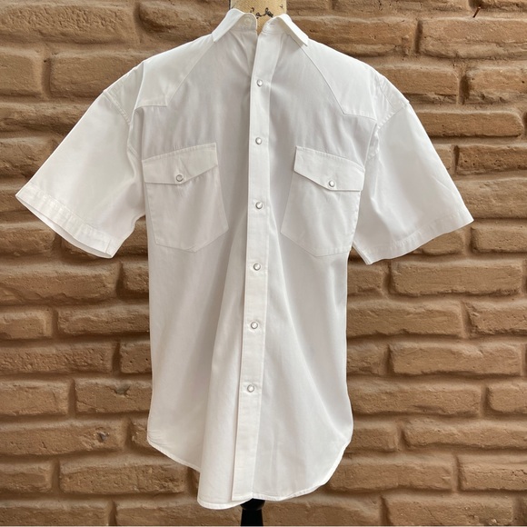 Panhandle Slim Vintage White Short Sleeve Pearl Snap Western Shirt - Men’s Large - Picture 1 of 12